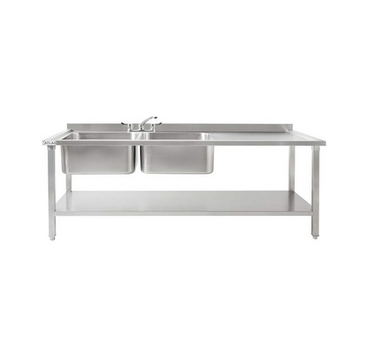 ATLAS DBRD1800 Double Bowl Sink – Right Hand Drain 1800mm