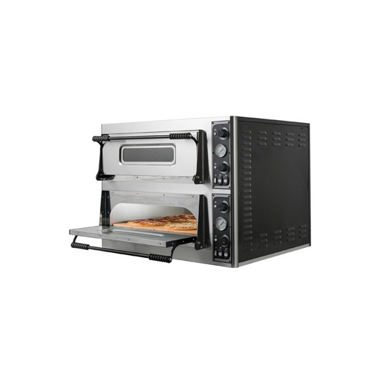 Mazzoni TP6666 Twin Deck Pizza Oven – 8 x Large Pizza Capacity, Single Phase
