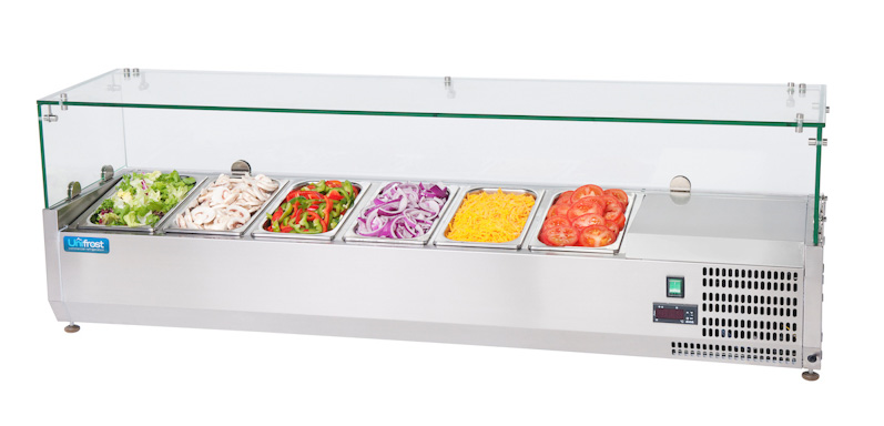 Unifrost CTG1500 Cold Toppings Fridge – Glass Top, 7 x GN 1/4 Capacity
